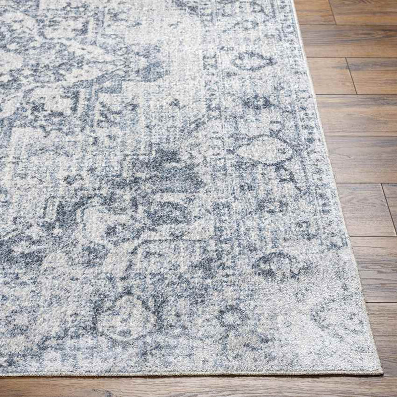 Moya Traditional Navy Blue Washable Area Rug