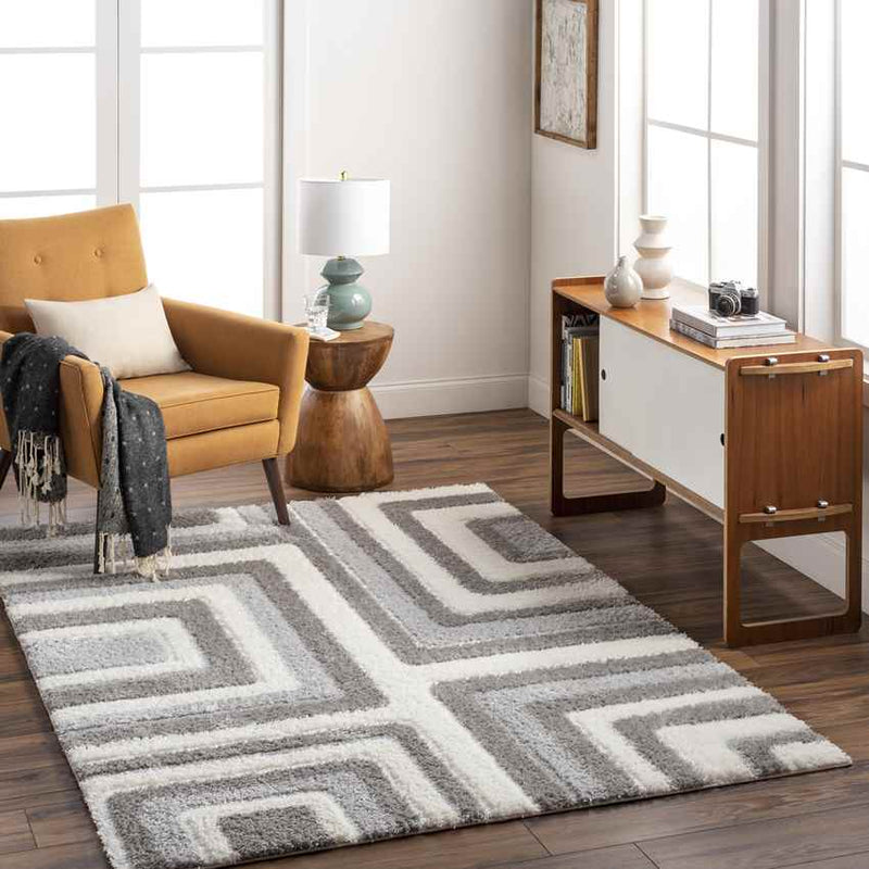 Shaheerah Modern Dark Gray/Cream Area Rug