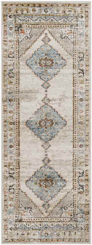 Yvett Traditional Beige/Sky Blue Area Rug