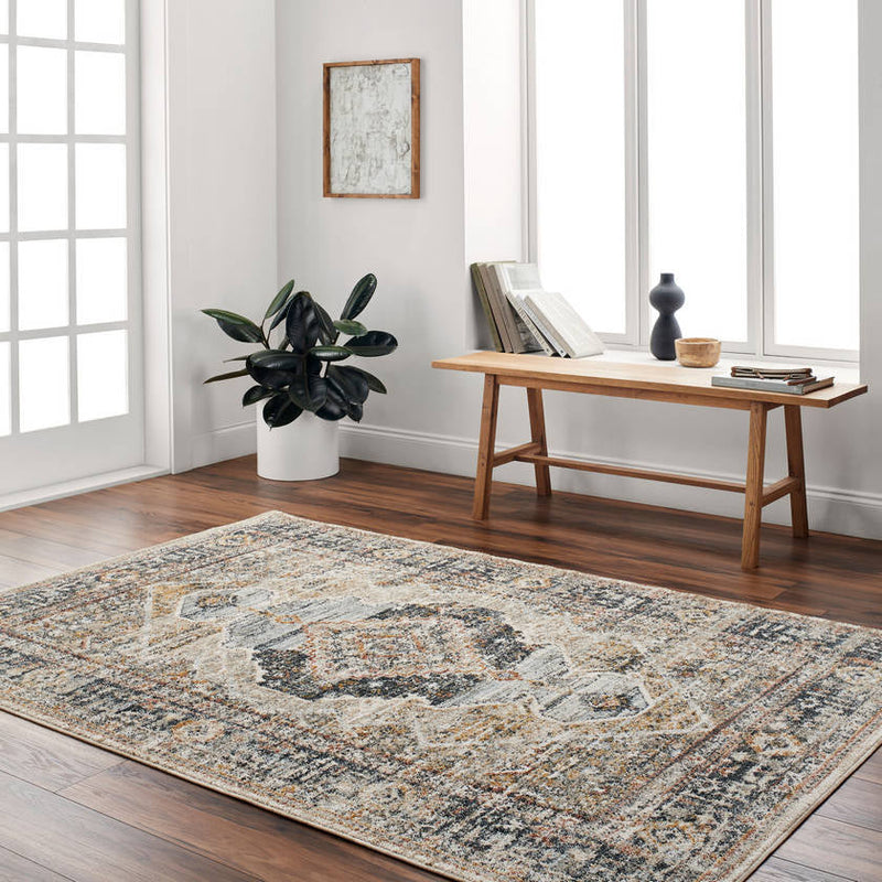 Mandee Traditional Navy/Pale Blue Area Rug