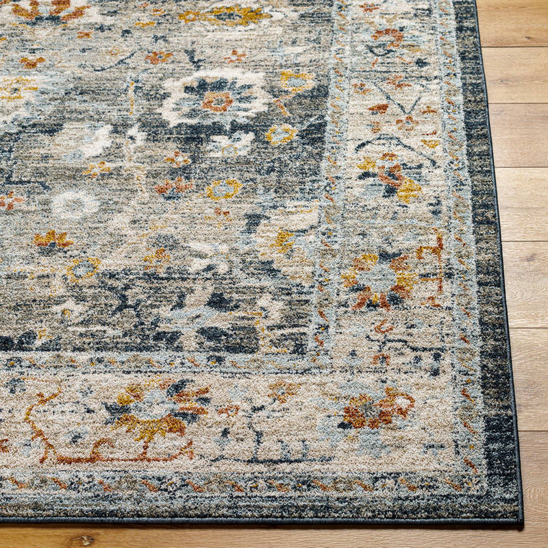 Anesia Traditional Charcoal/Dark Blue Area Rug