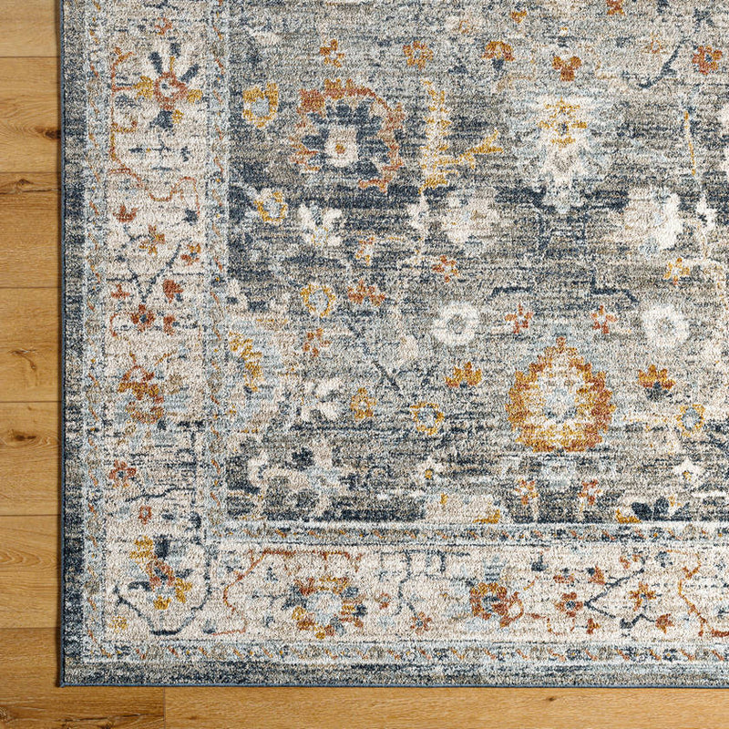 Anesia Traditional Charcoal/Dark Blue Area Rug