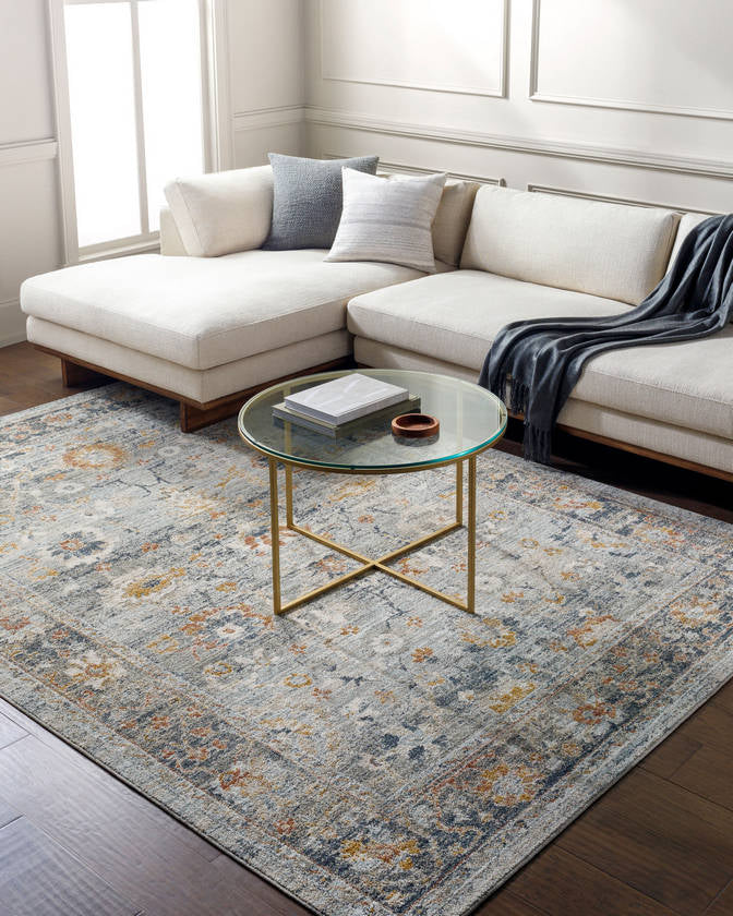 Kaelee Traditional Light Gray/Dark Blue Area Rug