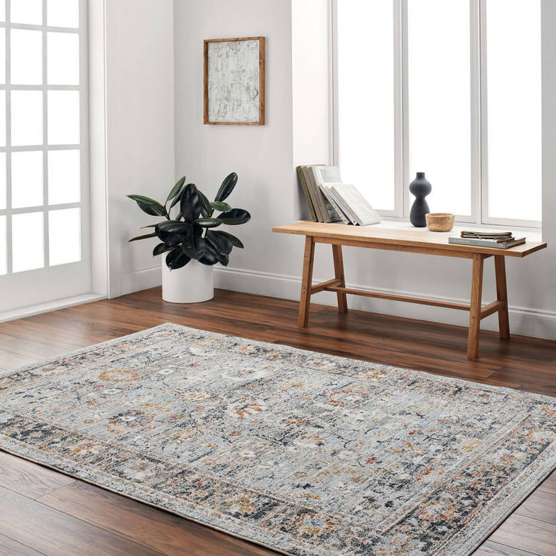 Kaelee Traditional Light Gray/Dark Blue Area Rug