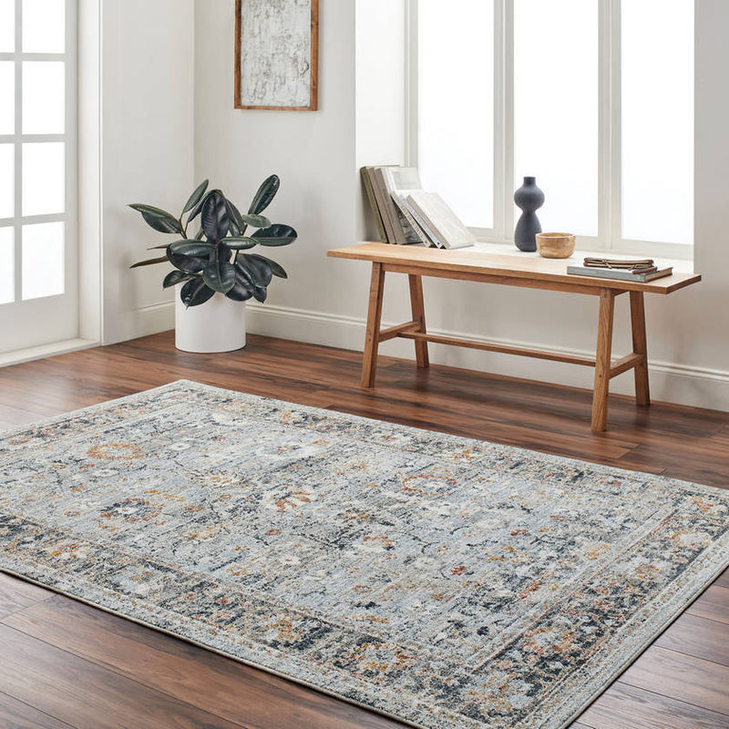 Kaelee Traditional Light Gray/Dark Blue Area Rug