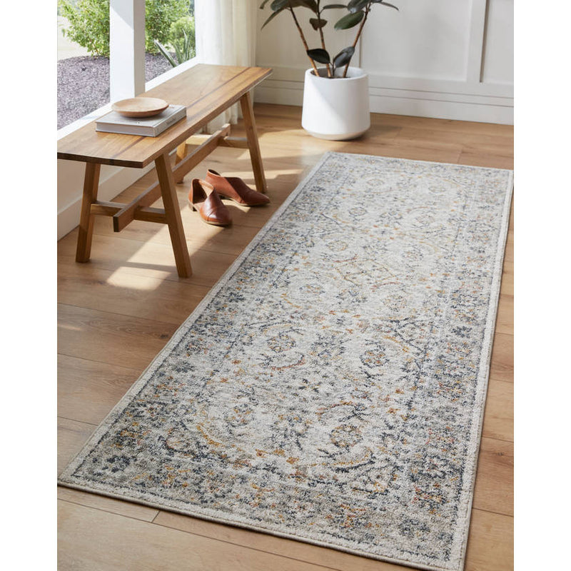 Stepfon Traditional Off-White/Amber Area Rug