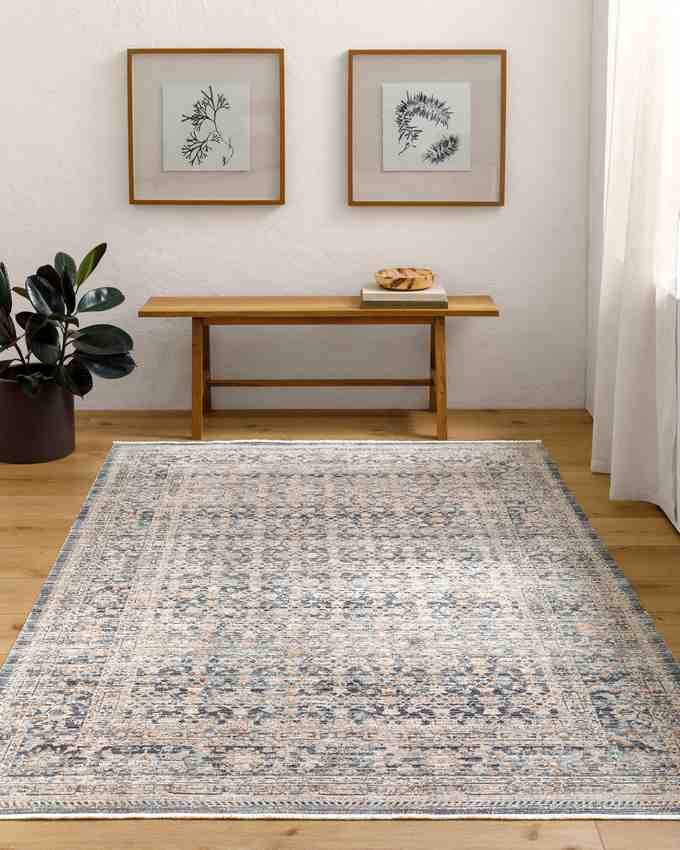 Margaret Traditional Dark Blue Washable Area Rug - Becki Owens x Livabliss