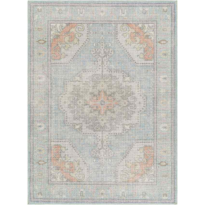 Doria Traditional Light Blue Washable Area Rug