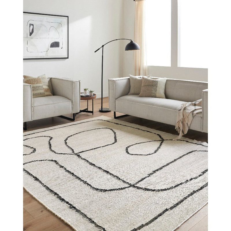 Yamira Modern Black/Light Beige Area Rug