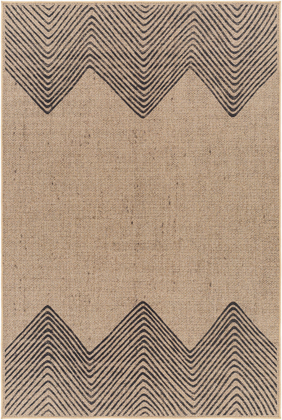 Nyomi Cottage Tan/Black Washable Area Rug