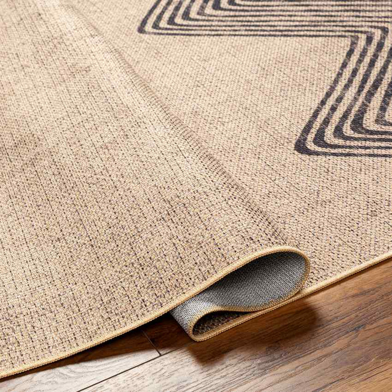 Nyomi Cottage Tan/Black Washable Area Rug