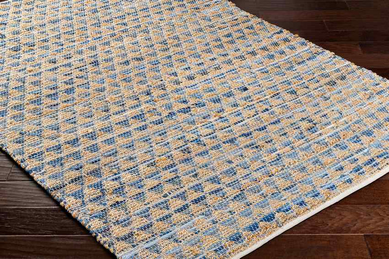 Tenecia Modern Tan/Dark Blue Area Rug