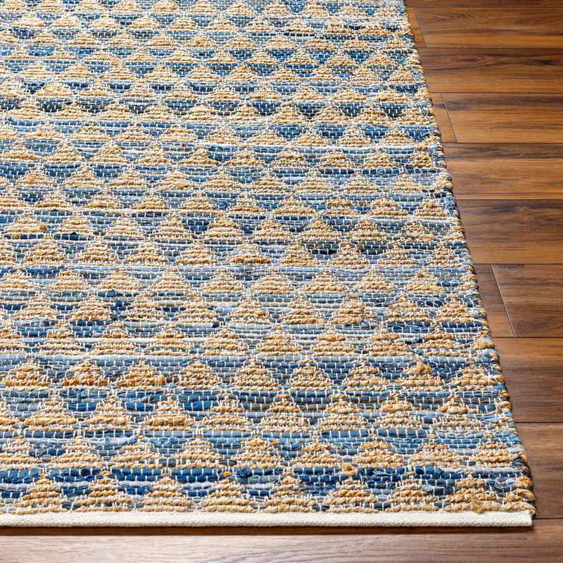 Tenecia Modern Tan/Dark Blue Area Rug