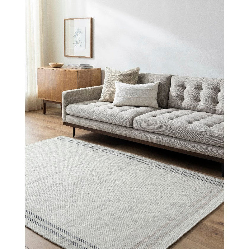 Janmichael Solid and Border Gray/Ivory Area Rug