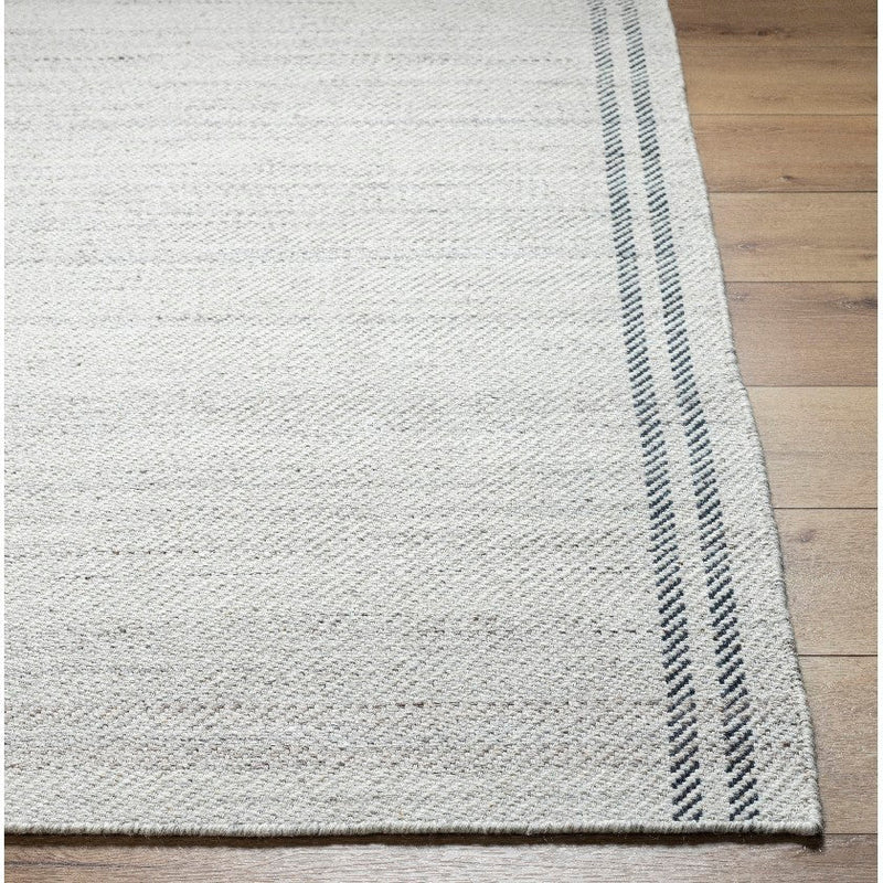 Janmichael Solid and Border Gray/Ivory Area Rug