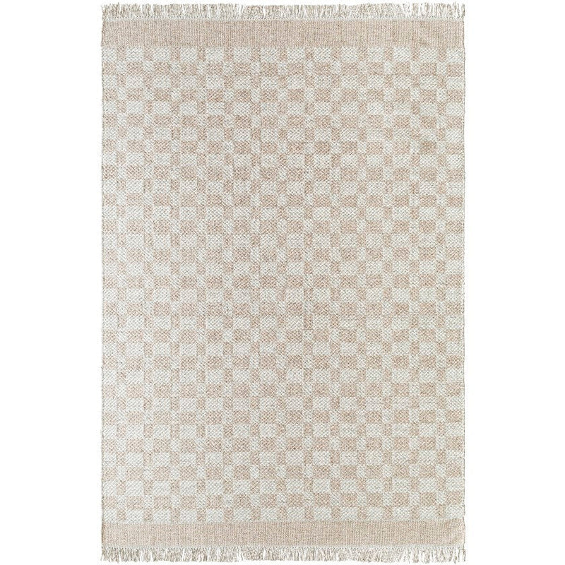 Clinten Solid and Border Tan Area Rug