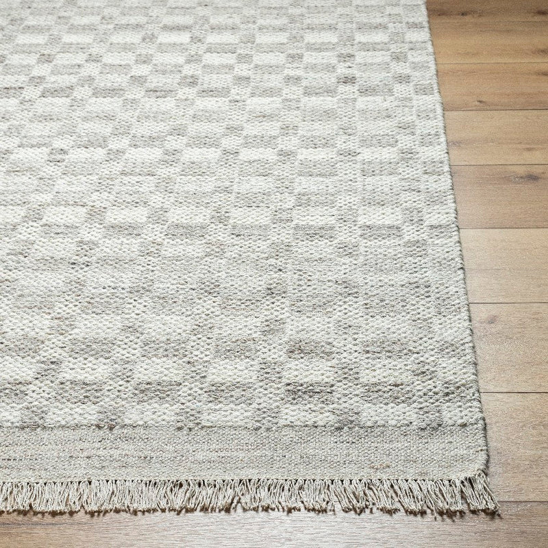 Clinten Solid and Border Light Gray Area Rug