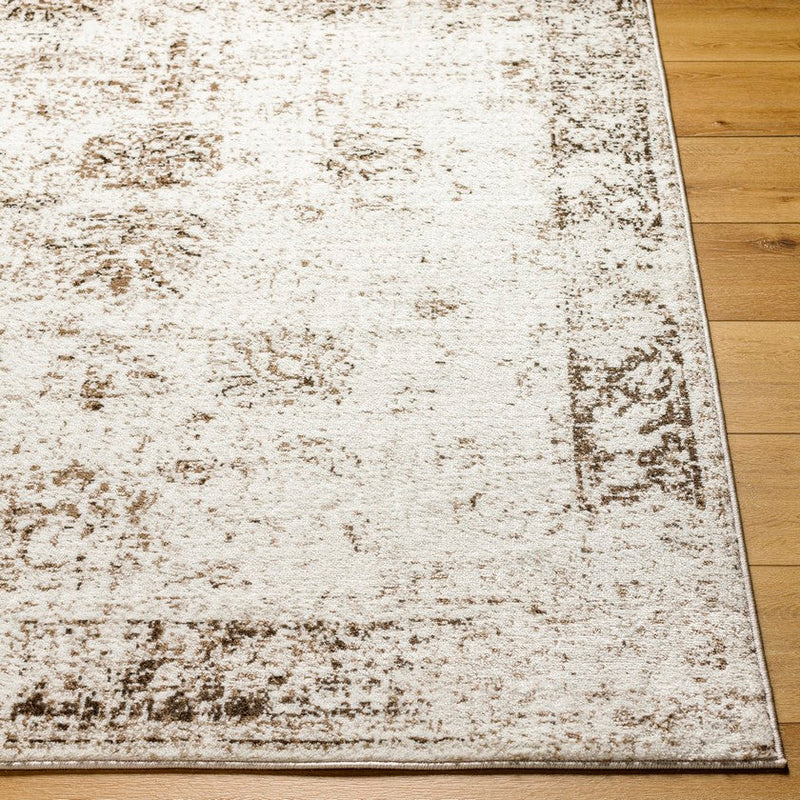 Yevette Traditional White/Dark Brown Area Rug