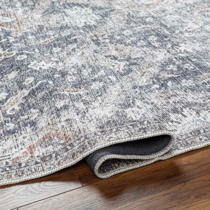 Naheed Traditional Slate Gray Washable Area Rug