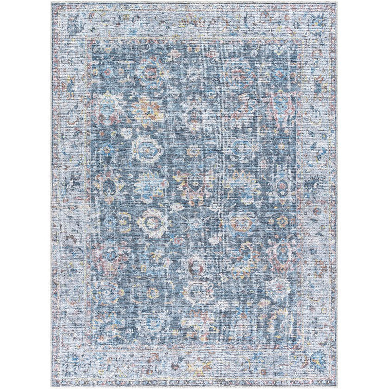 Christe Traditional Dark Blue Washable Area Rug