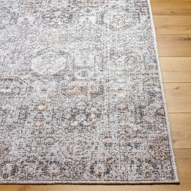 Teddy Traditional Dark Brown Washable Area Rug