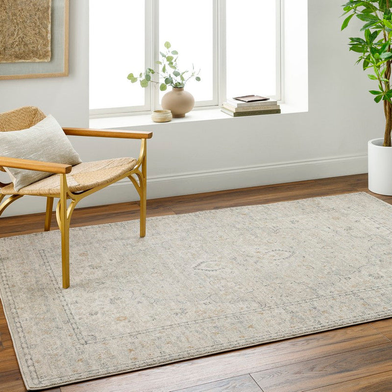 Kelon Traditional Light Beige/Charcoal Area Rug