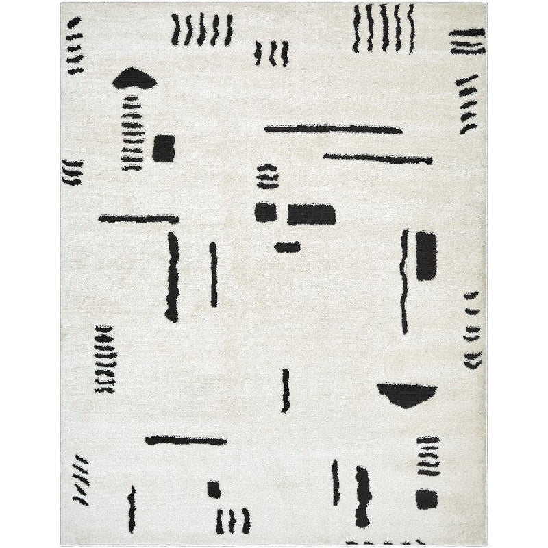 Keyauna Modern Ivory/Black Area Rug