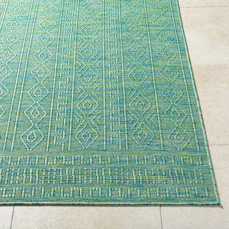 Benjaman Bohemian Dark Green Area Rug