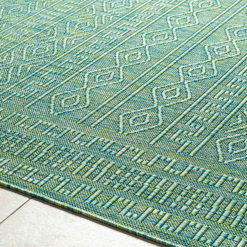 Benjaman Bohemian Dark Green Area Rug