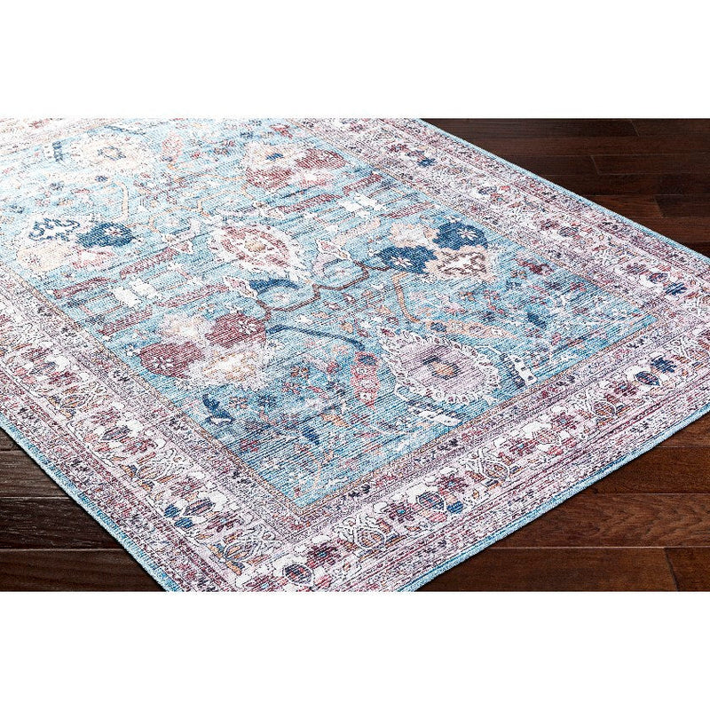 Malek Traditional Denim Washable Area Rug