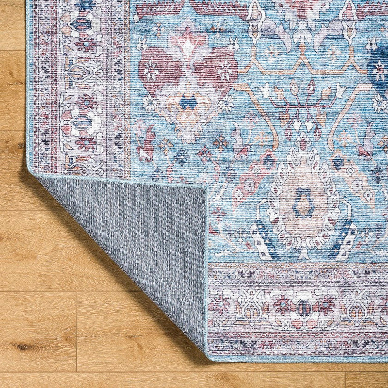 Malek Traditional Denim Washable Area Rug