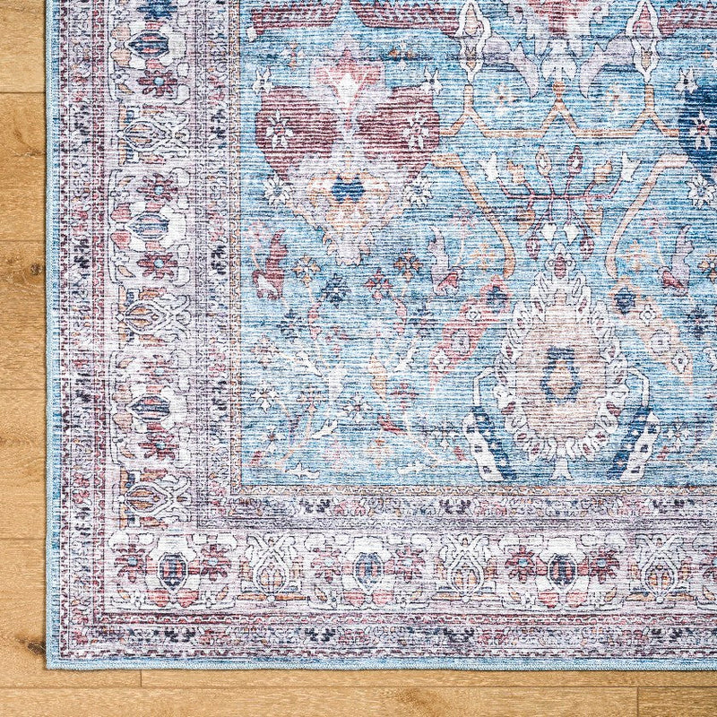 Malek Traditional Denim Washable Area Rug