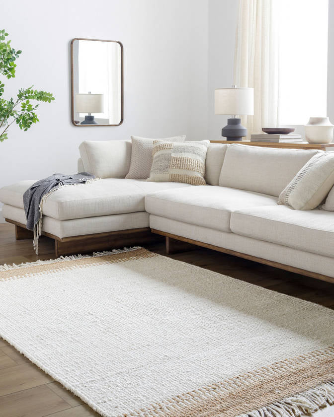 Kamey Texture Off-White/Dark Brown Area Rug - Becki Owens x Livabliss