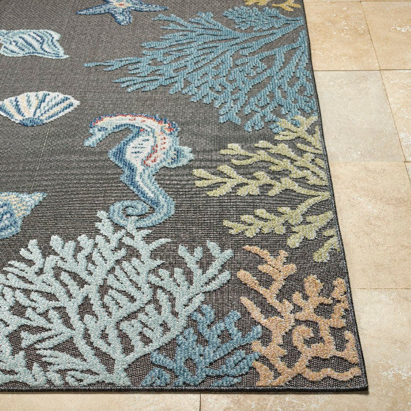 Parth Cottage Charcoal/Blue Area Rug