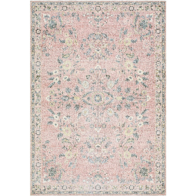 Jeaneen Traditional Light Grey/Rust Washable Area Rug