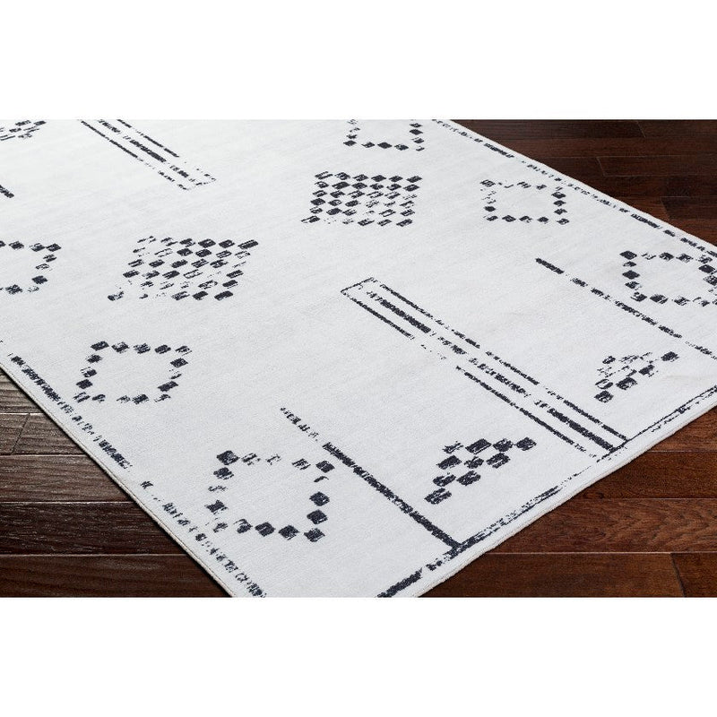 Hagop Modern Off-White/Black Washable Area Rug