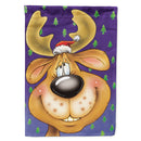 Comic Reindeer House Flag 28x40 Porch Sleeve Pole Decorative Outside Yard Banner Artwork Wall Hanging, Polyester