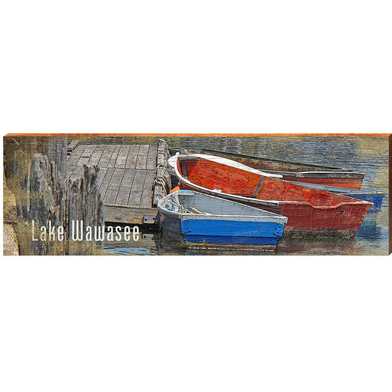 Lake Wawasee Colorful Boats | Wall Art Print on Real Wood