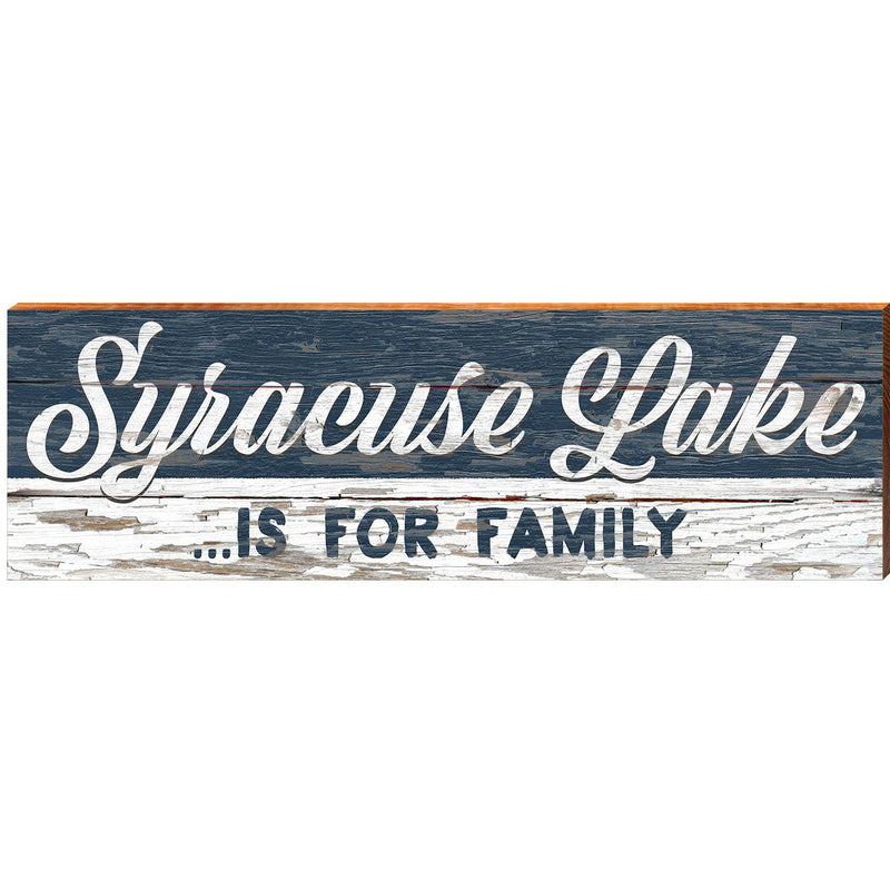 Syracuse Lake For Family Navy | Wall Art Print on Real Wood