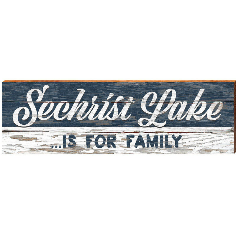 Sechrist Lake For Family Navy | Wall Art Print on Real Wood