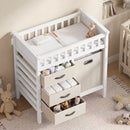 Wooden Baby Changing Table Diaper Changing Station with 3 Fabric Storage Drawers