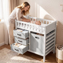 Wooden Baby Changing Table Diaper Changing Station with 3 Fabric Storage Drawers