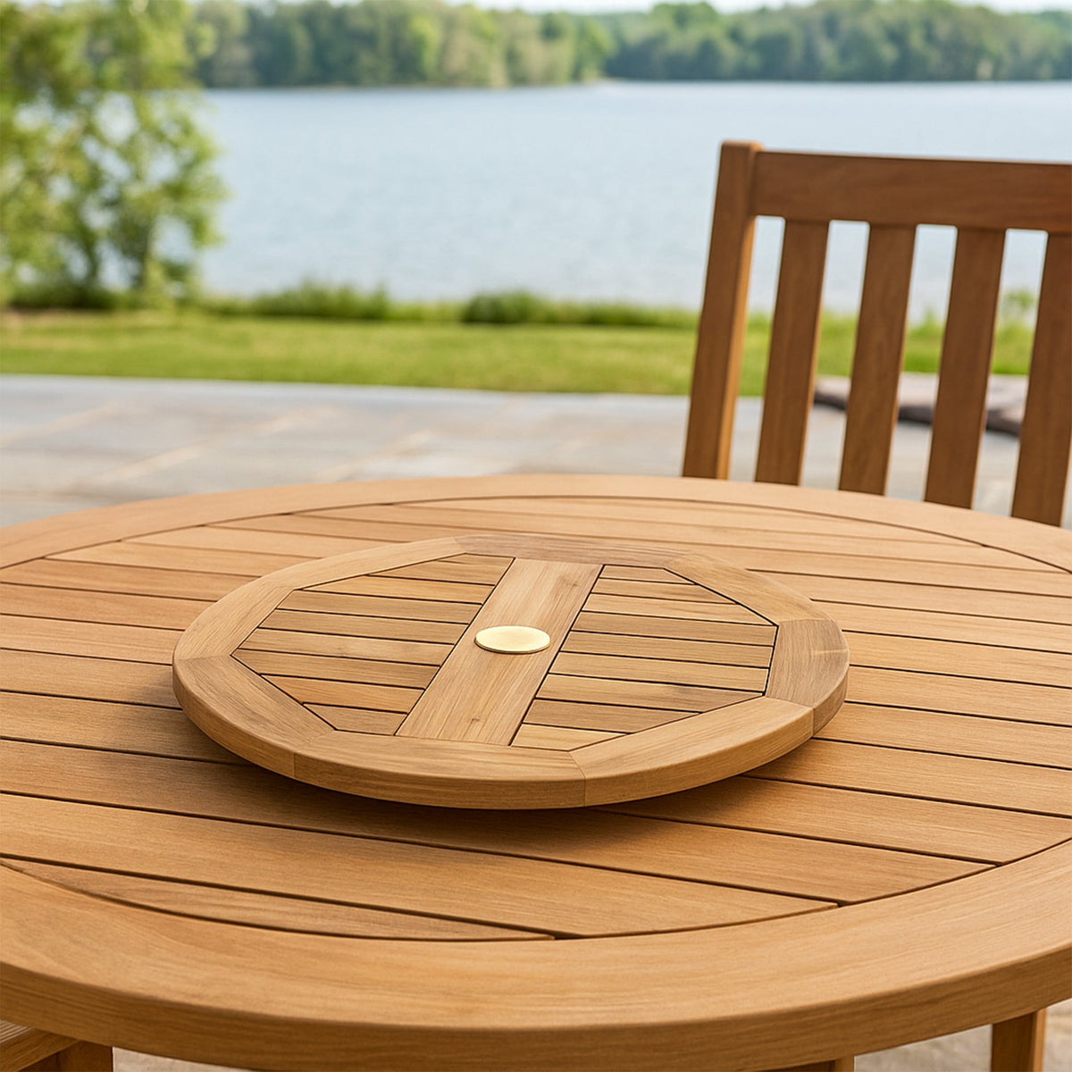 Natural Teak Lazy Susan - 24"