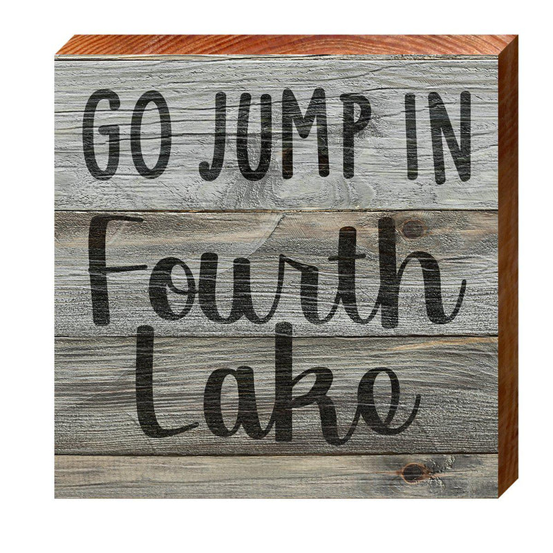 Personalized Go Jump In The Lake Wooden Sign | Wall Art Print on Real Wood | Lake House Home Wall Decor