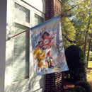 Christmas Gnome Skiing House Flag 28x40 Porch Sleeve Pole Decorative Outside Yard Banner Artwork Wall Hanging, Polyester