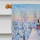 Christmas Gnome Skiing House Flag 28x40 Porch Sleeve Pole Decorative Outside Yard Banner Artwork Wall Hanging, Polyester