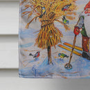 Christmas Gnome Skiing House Flag 28x40 Porch Sleeve Pole Decorative Outside Yard Banner Artwork Wall Hanging, Polyester