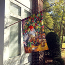 Christmas Gnome by the Tree House Flag 28x40 Porch Sleeve Pole Decorative Outside Yard Banner Artwork Wall Hanging, Polyester