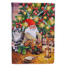 Christmas Gnome by the Tree House Flag 28x40 Porch Sleeve Pole Decorative Outside Yard Banner Artwork Wall Hanging, Polyester