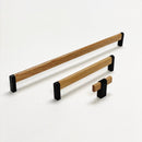 Oak Wood and Black "Crossing" Cabinet Knob and Drawer Handles